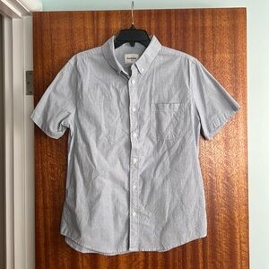Boys short sleeve dress shirt, color is slate